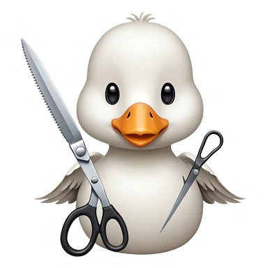 goose with scissors sticker