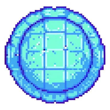 Convert this logo to pixel art style with very large, clear pixels emphasizing a grid-like, low-resolution look suitable for easy manual reproduction and stitching. sticker