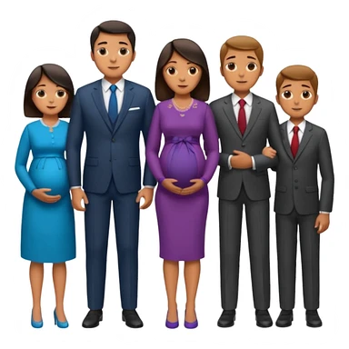 Ok keep this just change it a bit. Make them separate from each other so you know who who’s on the side and who’s on the dad side dad‘s family is standing next to him, wife family standing next to her. And T he wife is pregnant. sticker