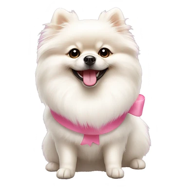 white pomeranian using pink bow smiling  sticker