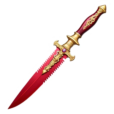 An ornate gilded knife with the blade made of ruby sticker
