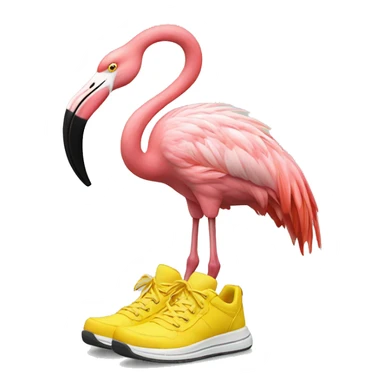 Flamingo with yellow sneakers sticker