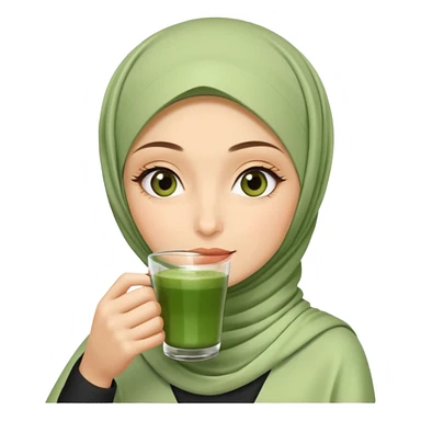 Hijabi drinking matcha sticker