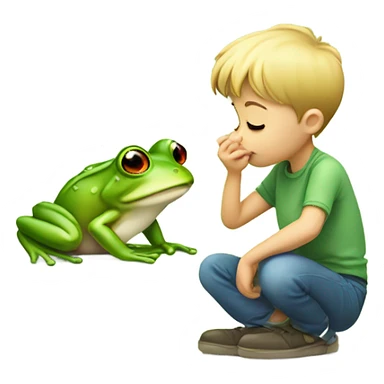 Boy kissing frog sticker
