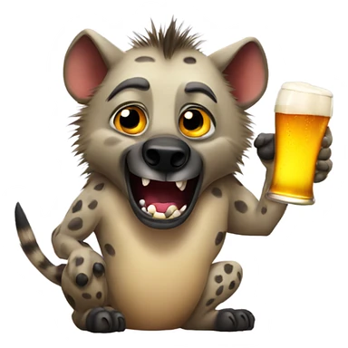 Hyena with beer  sticker
