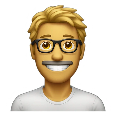 Hombre con gafas poco pelo riendo sticker