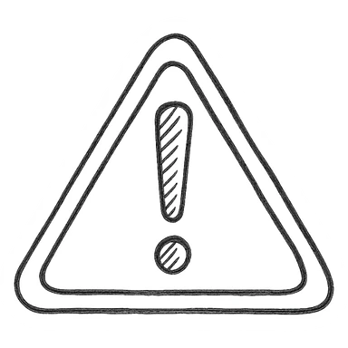 danger symbol, hand drawn, sketchy lines, black and white sticker