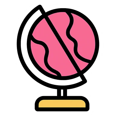 pink globe, simple and iconic, minimal details, clean lines sticker