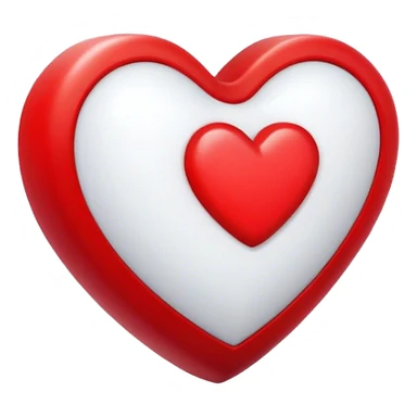 A white and red heart  sticker