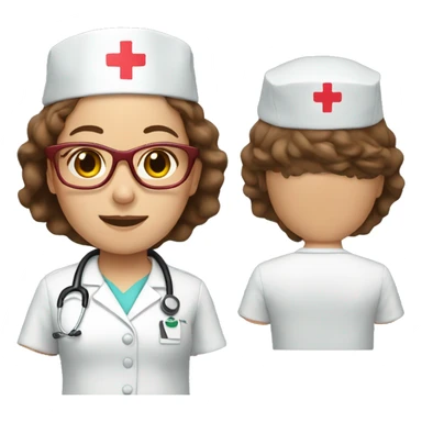 Nurse with brown hair and red glasses  sticker