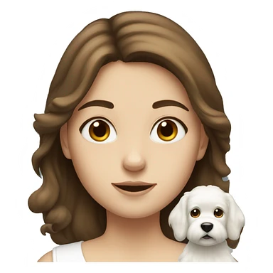 Girl with brown hair and white fluffy dog sticker