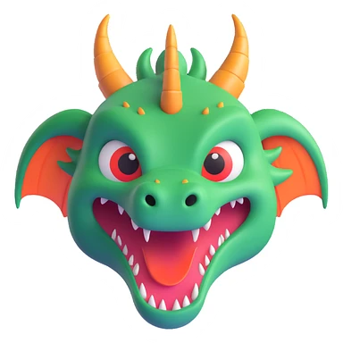 cute fitness dragon coach face, playful expression sticker