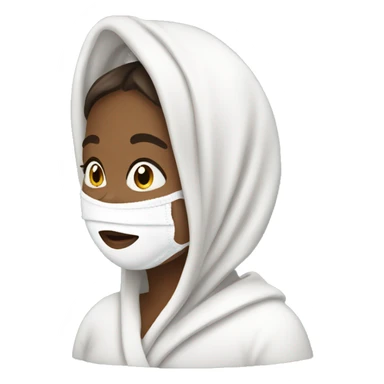 girl in towel and has a face mask  sticker