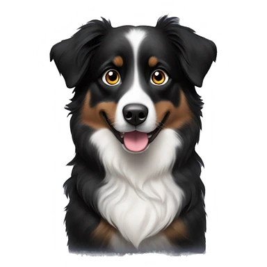 Small black australian shepherd dog with heart eyes sticker