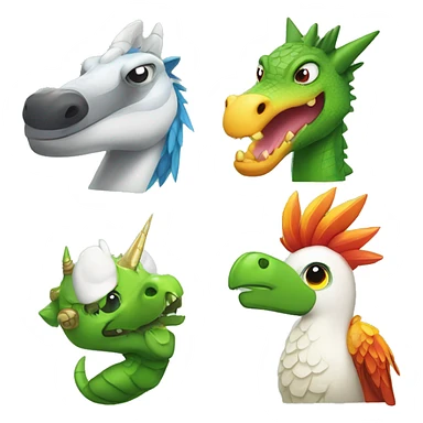 Crocodile bird Phoenix, dragon, unicorn and panda sticker