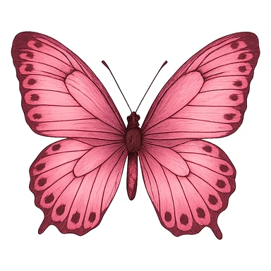 pink butterfly, digital illustration sticker