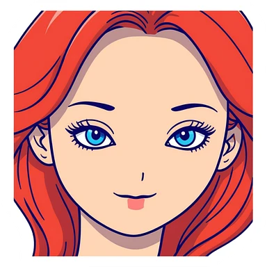 Woman long red hair blue eyes long eyelashes sticker