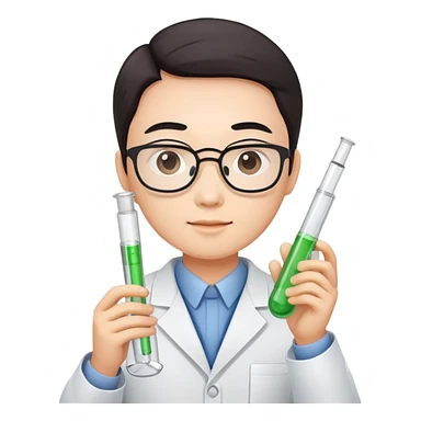 super realistic Chinese scientist holding test tube sticker