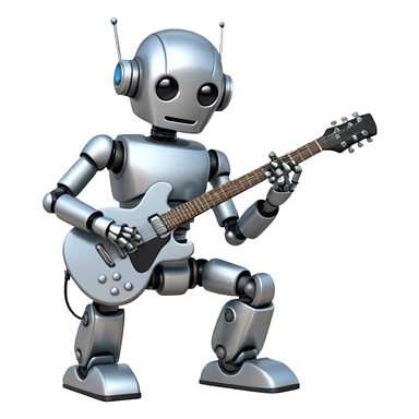 Robot playing guitar sticker