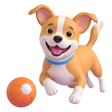 dog chasing ball in forrest, close up pose sticker