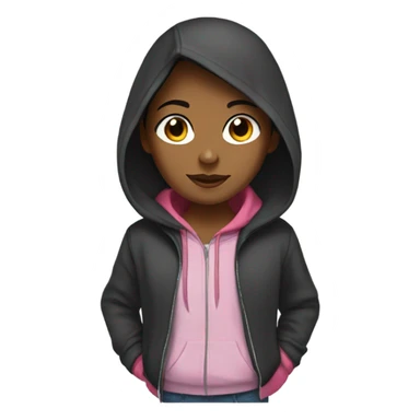 girl wearing a hoodie with shoulder length short black hair sticker