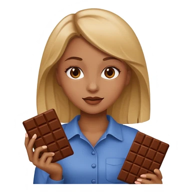 Dark bonde girl with chocolate sticker