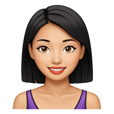 asian tanned beauty standard, pretty bratz baddie, black Eyeliner, she's smiling. sticker