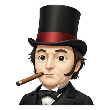 Isambard Kingdom Brunel with a top hat and cigar sticker