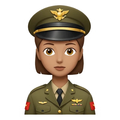 female soldier brown hair style sticker