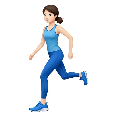 Short brunette, leggings, blue walking shoes sticker