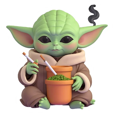 baby yoda soming cannabis sticker