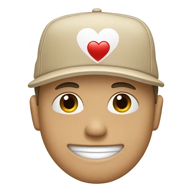 Beige cap with white heart in the middle sticker