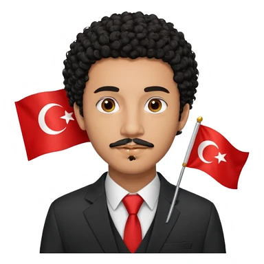 Am I black?Am I black?black curly hair brown eyes 20 years old thin mustache goatee suit with small turkish flag detail on top  sticker