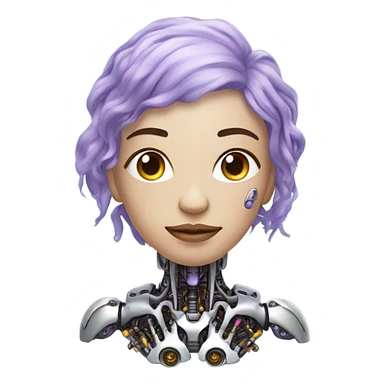 cyberpunk with lavender hair, cyborg mods sticker