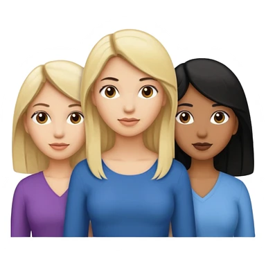 3 women emojis, Caucasian woman with blonde hair, Brown skin woman with black hair, Caucasian women with brown hair sticker