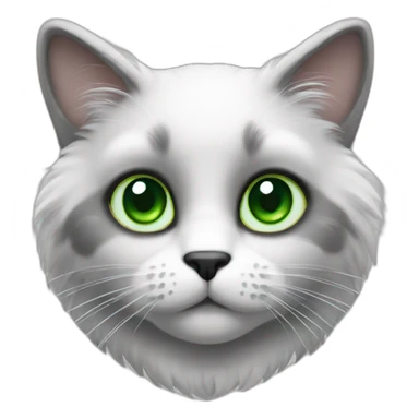 cat grey white fur green eyes sticker