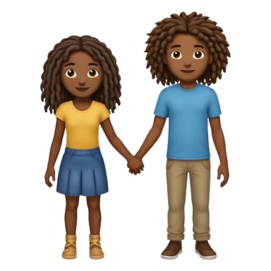tall Darkskin man with dreads holding hands with a medium length curly haired brown girl  sticker