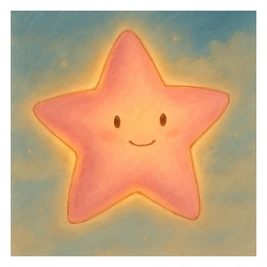 a pink star in Ghibli style sticker