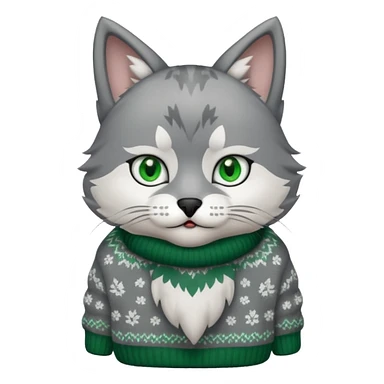  cat wearing a wolf-shaped sweater sticker