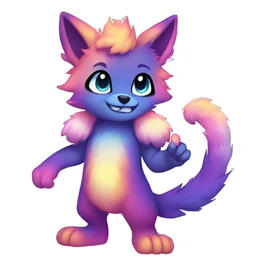 gradient-Sparkle-nebula-fursona anthropomorphic furry Fakémon full body sticker