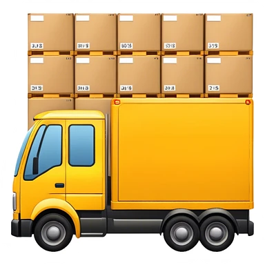 yellow logistic truck with boxes in pallets sticker
