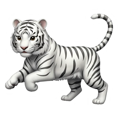 A white tiger pouncing at the screen with silver accsents make it less cartoon looking  sticker