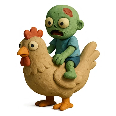 baby zombie riding a chicken sticker