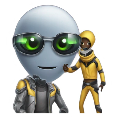 Undercover Aliens as djay and singer in a music group sticker