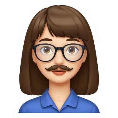woman with bangs and glasses and beautiful mustache sticker