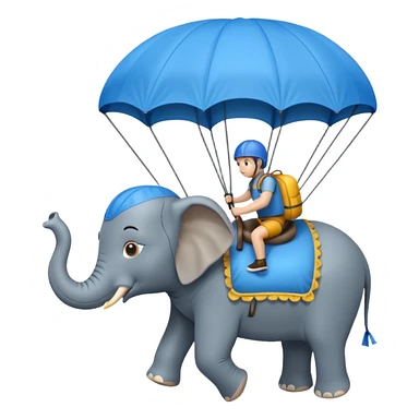 elephant riding blue parachute sticker
