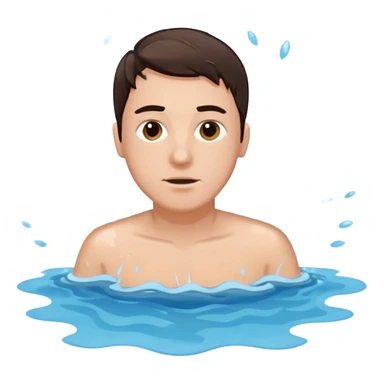 clothed brunette Man drowning in large pool of water with splashes   sticker