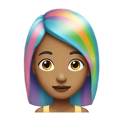 Gen X girl with long straight pastel rainbow hair sticker