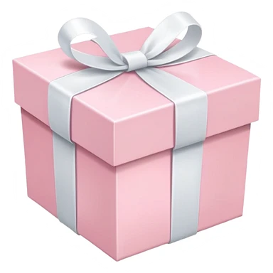 pastel pink gift box with white ribbon, soft pink color sticker