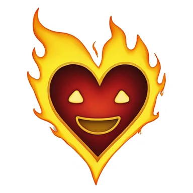 yellow heart on fire sticker